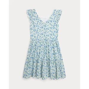 NWT Polo Ralph Lauren Floral Seersucker Tiered Dress Girls Size 14 Blue Multi